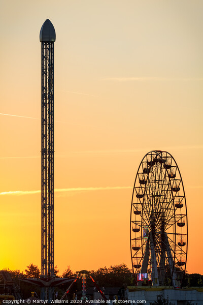 Fairground At Sunset Picture Board by Martyn Williams