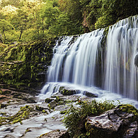 Buy canvas prints of Waterfall Panoramic, Brecon Beacons. by jordan whipps
