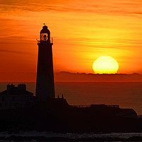 Buy canvas prints of       St Mary's Lighthouse, winter sunrise.        by Michael Oakes