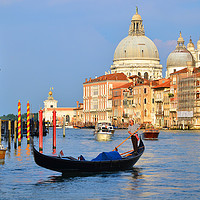 Buy canvas prints of Gondolier Grand Canal                              by Michael Oakes