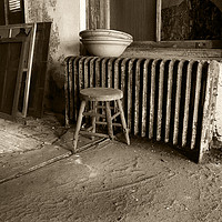 Buy canvas prints of Broken stool on Ellis Island by Mary Rath
