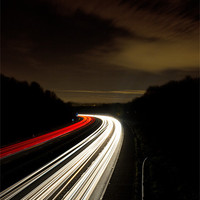Buy canvas prints of Motorway light trails at Crawley, Sussex by James Ward