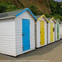 Buy canvas prints of Shanklin Beach Huts 1 by James Ward