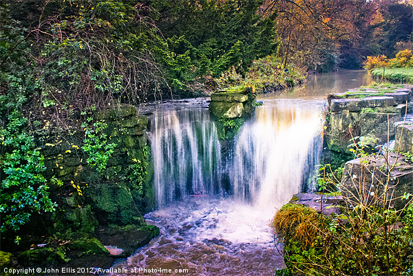 Jesmond Dene Waterfall Picture Board by John Ellis
