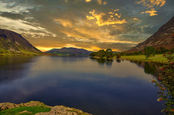 Buttermere Sunset Picture Board by John Ellis