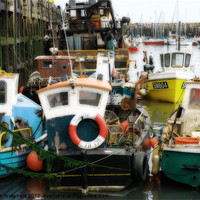 Buy canvas prints of Scarborough Harbour Fishing boats by Stephen Wakefield