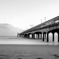 Buy canvas prints of Boscombe pier in black and white by Kelvin Futcher 2D Photography