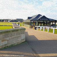 Buy canvas prints of The Old Course & Old Pavilion - oil paint effect by Corinne Mills