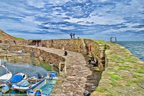Crail Harbour - oil paint effect Picture Board by Corinne Mills