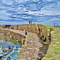 Buy canvas prints of Crail Harbour - oil paint effect by Corinne Mills