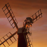 Buy canvas prints of Windmill silhouette by Valerie Anne Kelly