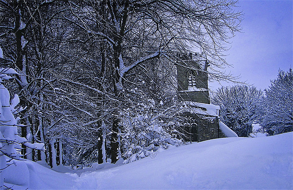 Country Village Church in Winter Picture Board by K7 Photography
