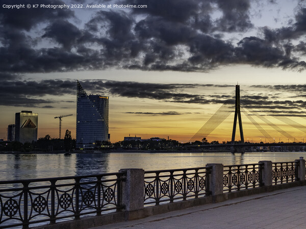 Majestic Riga Sunset Over Daugava River Picture Board by K7 Photography