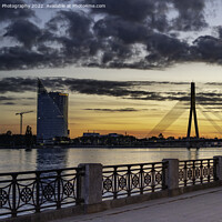 Buy canvas prints of Majestic Riga Sunset Over Daugava River by K7 Photography