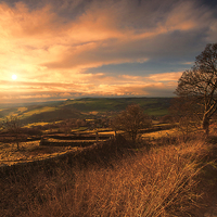 Buy canvas prints of Curbar Edge Sunset by K7 Photography