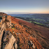 Buy canvas prints of  Bamford Edge at Sunset by K7 Photography