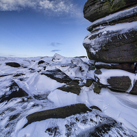 Buy canvas prints of  Frozen Boulders of Higger Tor by K7 Photography