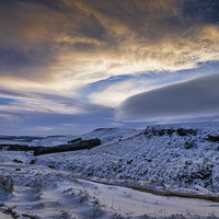 Buy canvas prints of  Winter over Higger Tor from Burbage Bridge by K7 Photography