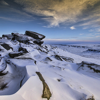 Buy canvas prints of  Carl Wark seen from the Ice on Higger Tor by K7 Photography