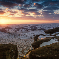 Buy canvas prints of  Sunset over Higger Tor by K7 Photography