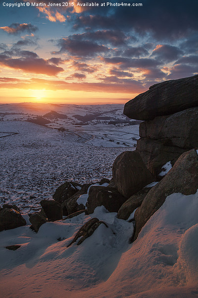  Winter Sunset over Higger Tor Picture Board by K7 Photography