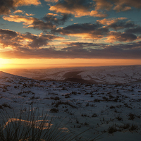 Buy canvas prints of Higger Tor Winter Sunset by K7 Photography