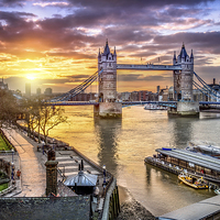 Buy canvas prints of  Dawn Over Tower Bridge by K7 Photography