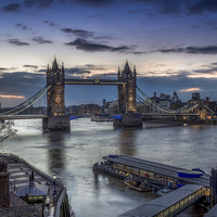 Buy canvas prints of  Dawn over the Thames at Tower Bridge by K7 Photography