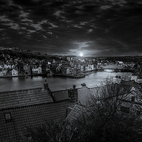 Buy canvas prints of Full Moon Over Whitby  by K7 Photography