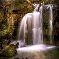 Buy canvas prints of  Evening over The Falls at Lumsdale by K7 Photography