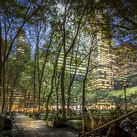 Buy canvas prints of  Bryant Park NYC. at Dusk by K7 Photography