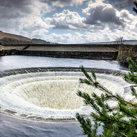 Buy canvas prints of  Ladybower Overflow by K7 Photography