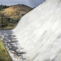 Buy canvas prints of  Derwent Dam in Full Speight by K7 Photography