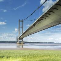Buy canvas prints of  Humber Bridge Summer by K7 Photography