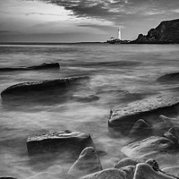 Buy canvas prints of St Marys Lighthouse from Old Hartley Rocks by K7 Photography