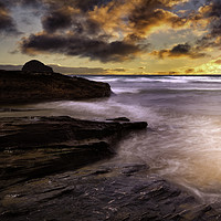 Buy canvas prints of Sunset over Trebarwith Strand by K7 Photography