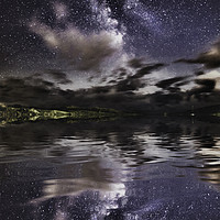 Buy canvas prints of The Milky Way over the Ffraw Estuary, Aberffraw. by K7 Photography