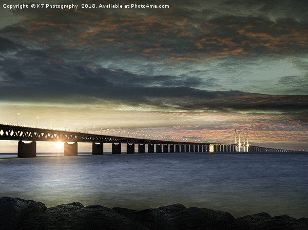 Evening comes to the Oresund Bridge Picture Board by K7 Photography