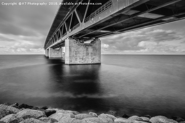 Oresund Bridge in Mono Picture Board by K7 Photography
