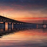 Buy canvas prints of The Oresund Bridge at Sunset by K7 Photography