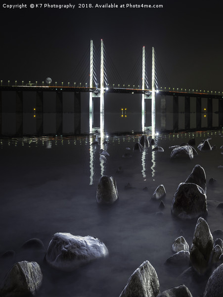 The Oresund Bridge by Night Picture Board by K7 Photography