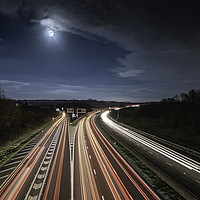 Buy canvas prints of Motorway Sign Coming up in the Morning Light by K7 Photography