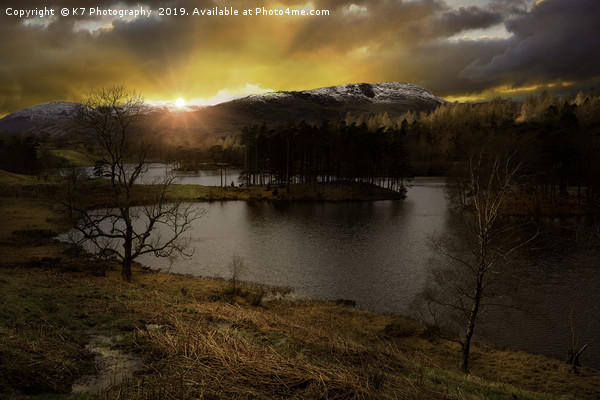 Last light at Tarn Hows in the Lake District Picture Board by K7 Photography