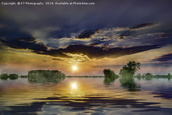 Big Sky Sunset over the Norfolk Broads Picture Board by K7 Photography