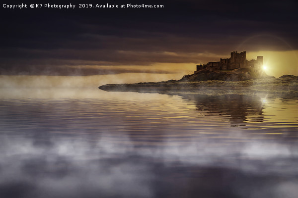 Misty Dawn Over Bamburgh Castle Picture Board by K7 Photography