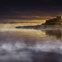 Buy canvas prints of Misty Dawn Over Bamburgh Castle by K7 Photography