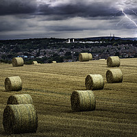 Buy canvas prints of Lightning over Royds Moor, Rotherham. by K7 Photography