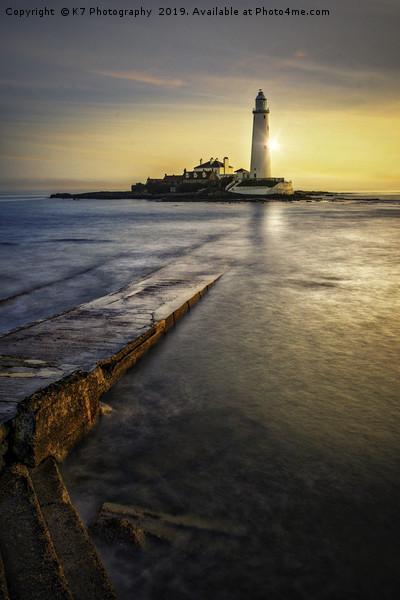 St Mary's Lighthouse Sunrise Picture Board by K7 Photography
