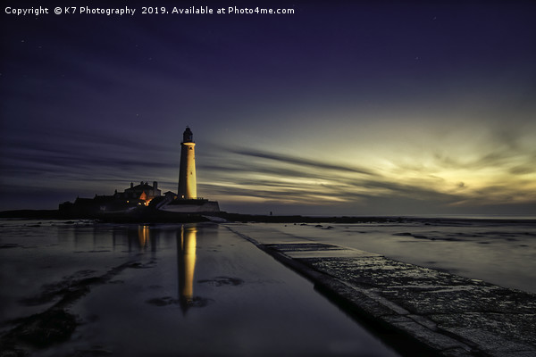 St Mary's Lighthouse at First Light Picture Board by K7 Photography