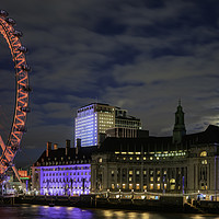 Buy canvas prints of The Millennium Wheel and County Hall by K7 Photography